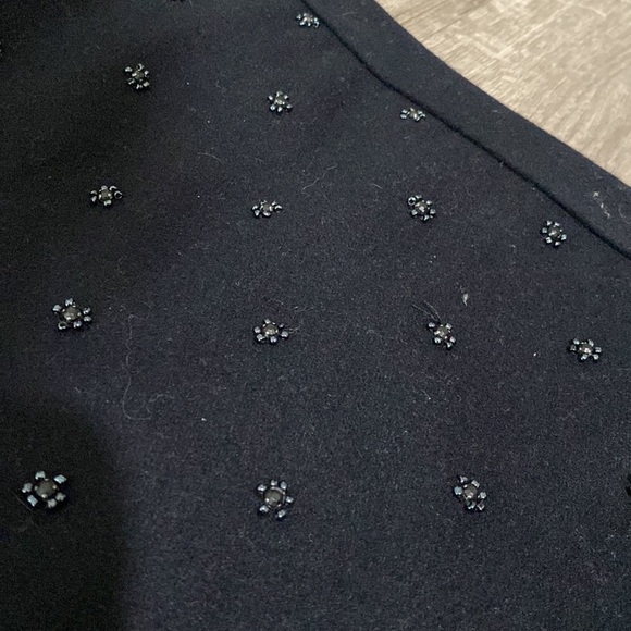 Garnet Hill Classic Flat Front beaded Lined Pencil Skirt Career Black Women's 04 - Picture 2 of 5